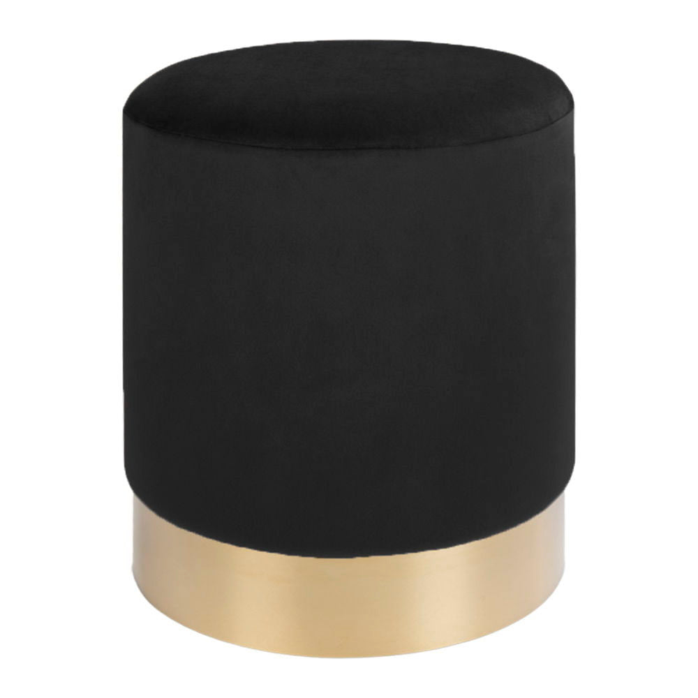 Gamby – Pouf aus Samt in Schwarz mit messingfarbener Basis Ø34×43 cm